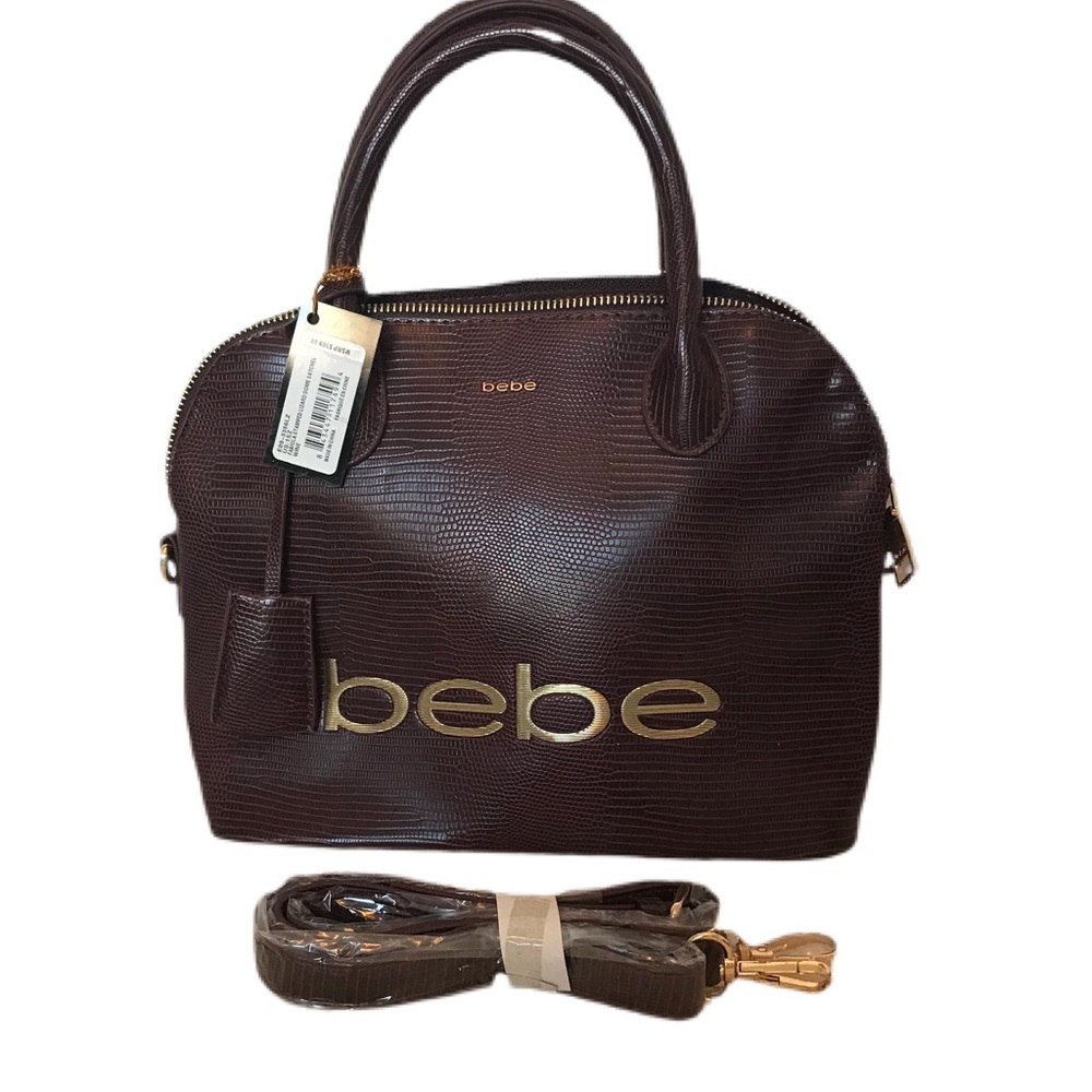 ♥️sold♥️NWT BEBE Logo Purse Satchel Hand Bag Crossbody - Picture 1 of 8